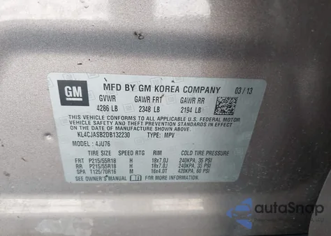 2013 Buick Encore z USA, uszkodzony, nr VIN KL4CJASB2DB132230